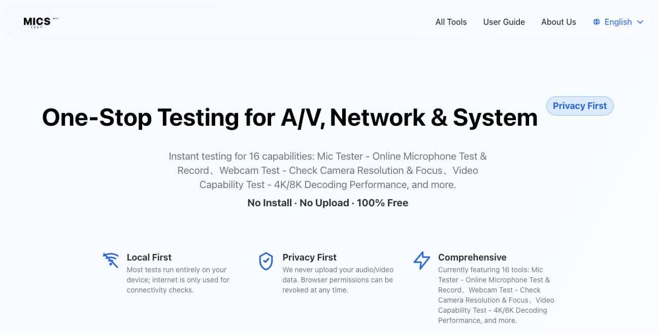 Micstest interface preview