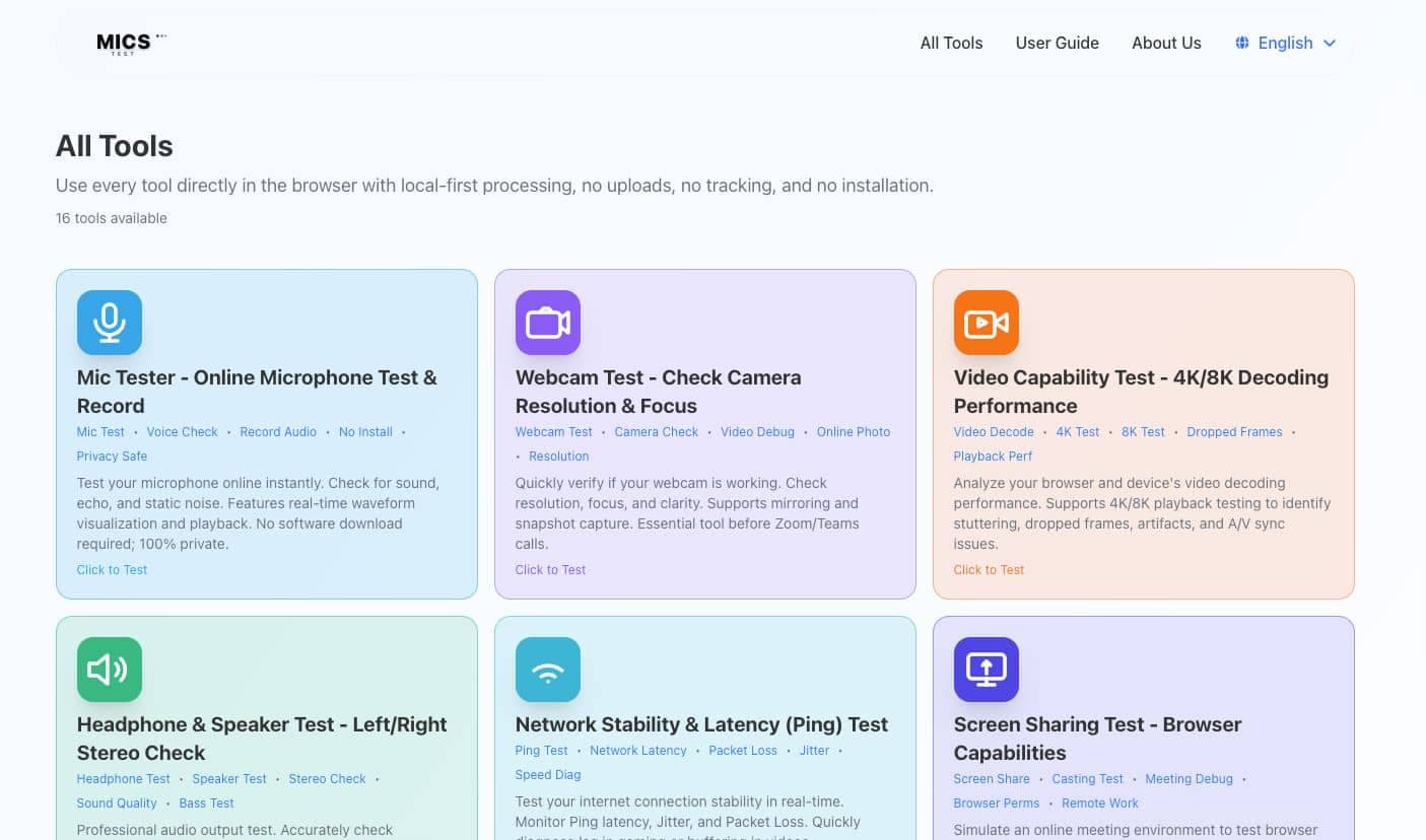 Micstest diagnostics preview